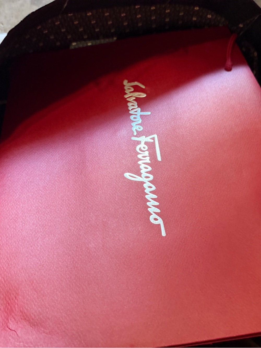 Lot of 8+ designers shopping bags includes Ferragamo red and more